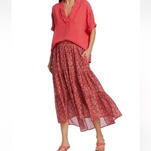 Xirena Iris Cotton Midi Skirt. Size Large.